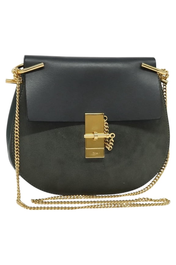 Pre-Owned Chloe Drew Shoulder Bag Leather Khaki Leather Bag