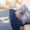 thumbnail image 4 of Erosebridal Fashion Letter P Twin Bedding Sets 7-Piece for Kid, Blue Cartoon Line Bedding Comforter Set, 4 of 7