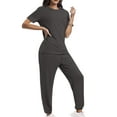thumbnail image 4 of Shine Up Jogger Sets for Women Sweatsuit 2 Piece Lounge Set Solid Outfits Sets Casual Tracksuits with Pockets, 4 of 6