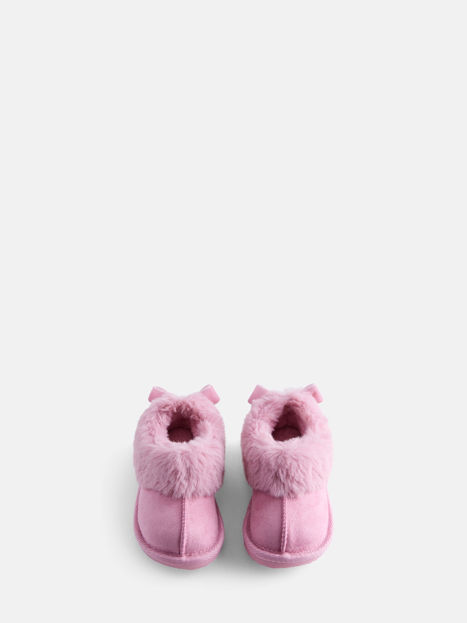 Wonder Nation Baby, Toddler, Little and Big Girls Faux Fur Trim Slippers