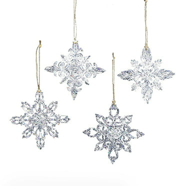 Kurt Adler (#C2683) Iridescent Snowflake Glass Ornaments, 2