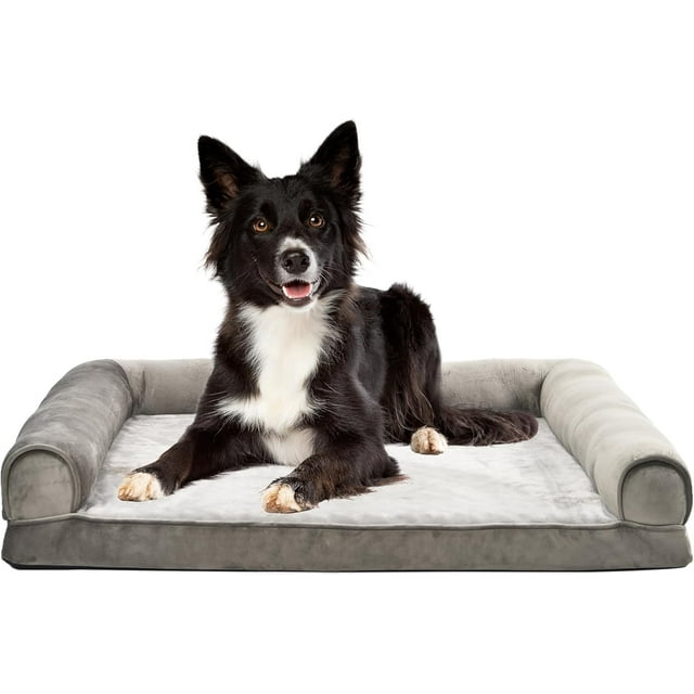 Dog Bed with Cooling Gel Memory Foam PressureRelief Support for Dogs up to lbs Bottom Machine Washable Cover Large Sized (x &#;) Grey