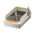 thumbnail image 4 of Caja de arena para gatos Strade Fareast Limited de acero inoxidable a prueba de salpicaduras Caqui 50 cm x 35 cm x 20 cm, 4 of 8