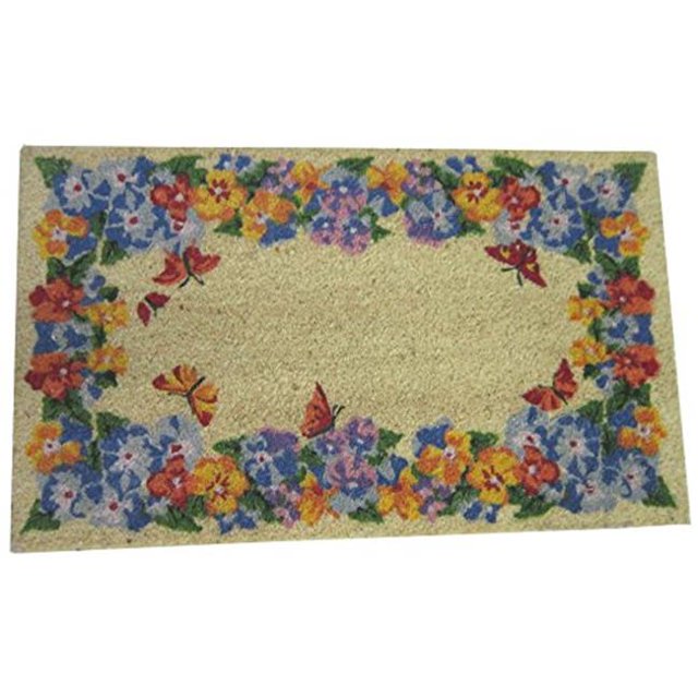 Peking Handicraft 33SER376C30 Pansy Natural Ground Everyday Coir Doormat, Multi Color