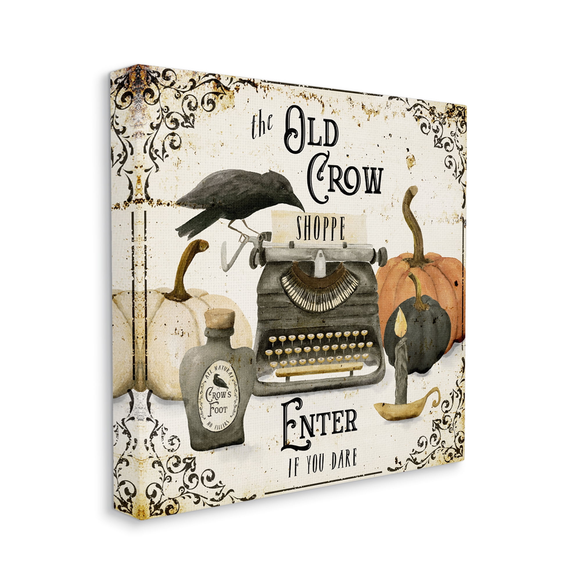 Stupell Industries Vintage Old Crow Shoppe Holiday Painting Gallery Wrapped Canvas Art Print Wall Art, 24 x 24