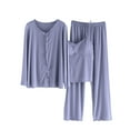 thumbnail image 2 of uublik Women Casual Outfits Button Down Tops with Removable Chest Pads Cami Long Pants 3-Piece Set Blue, XL, 2 of 7