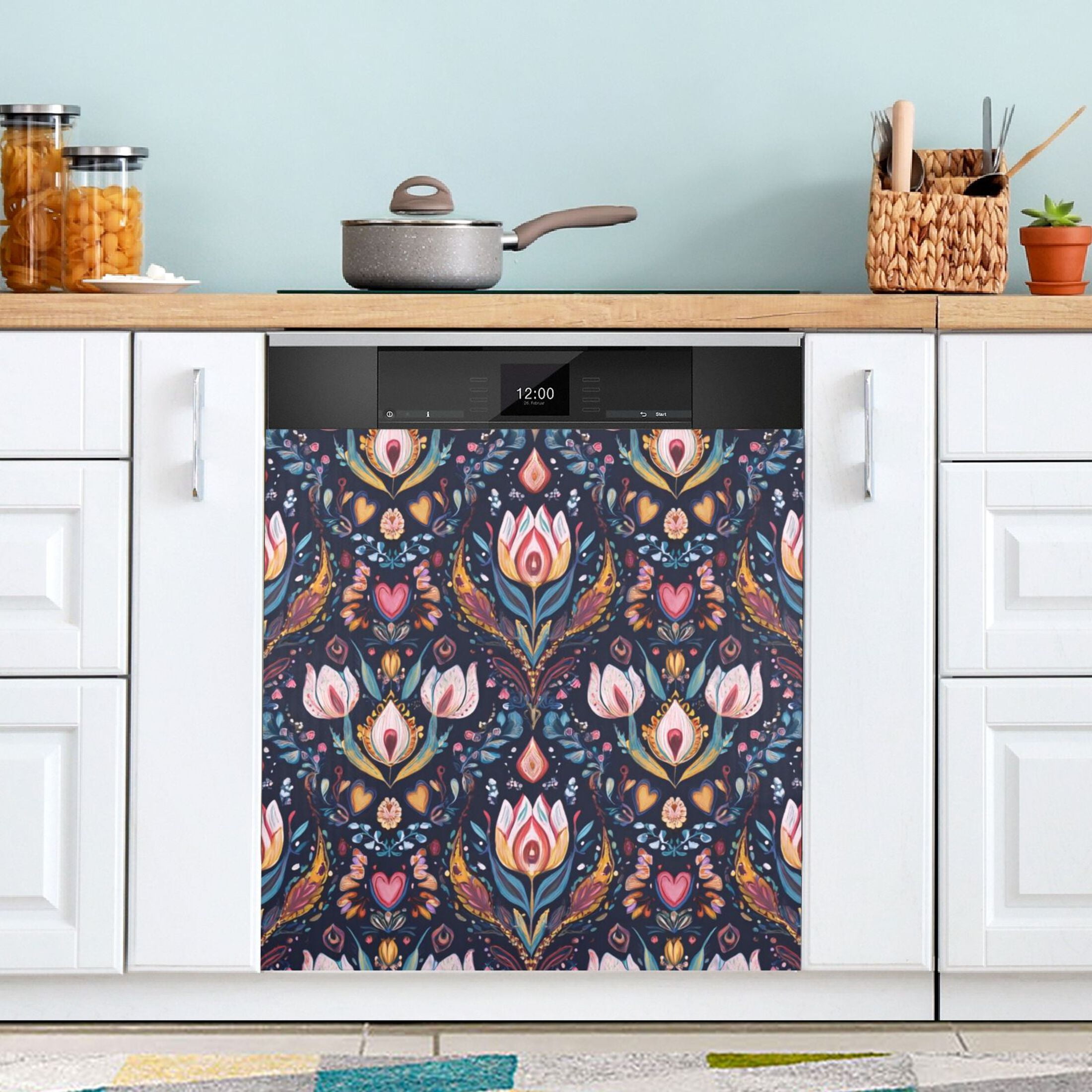 IAUYY Magnetic decorative sticker - 23x26 Inch PVC Refrigerator Decorative Cover, Removable DIY Art for Kitchen Appliances Delicate Pastel Painting