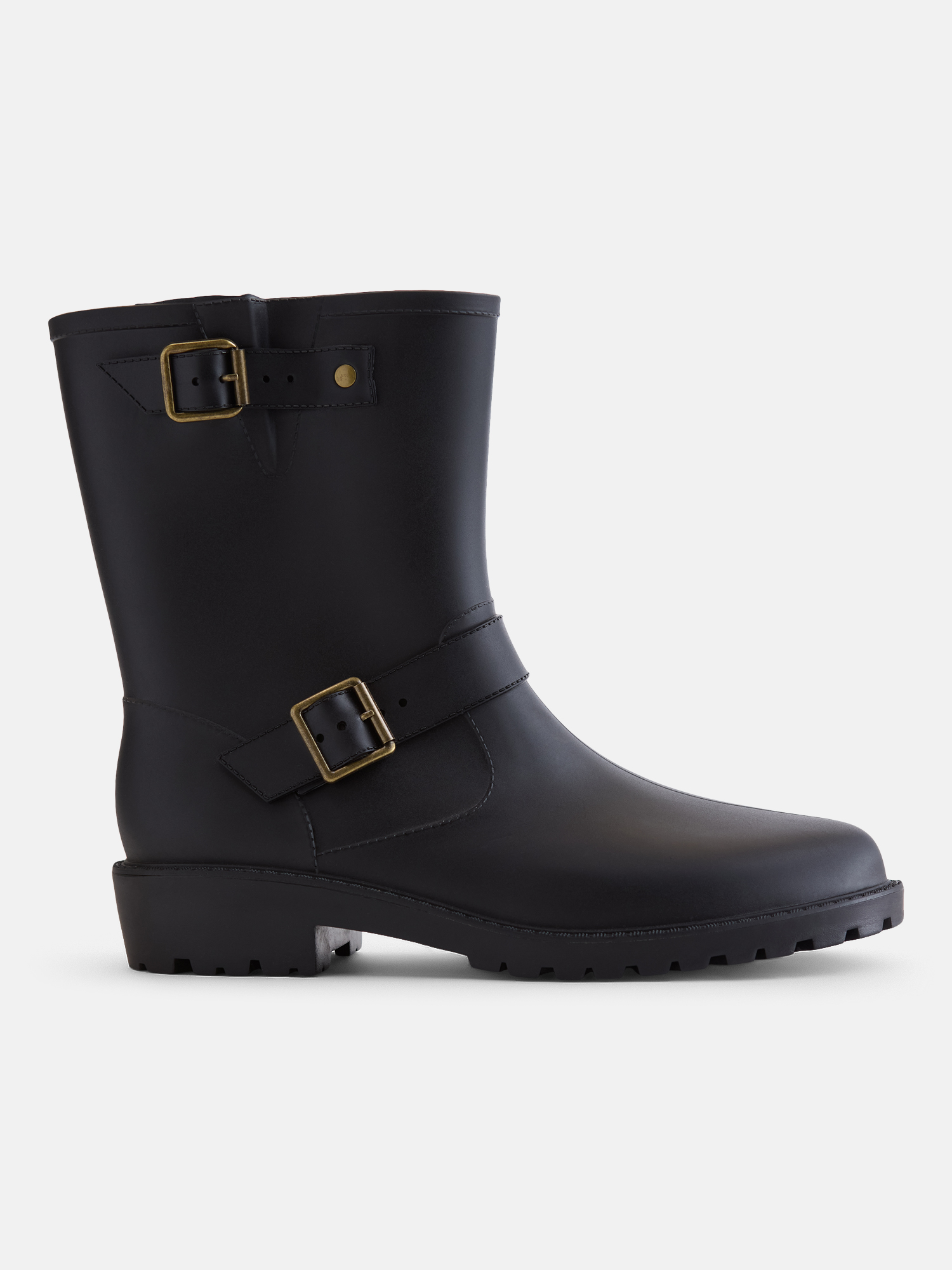 Time and Tru Women's Moto Rubber Rain Boots