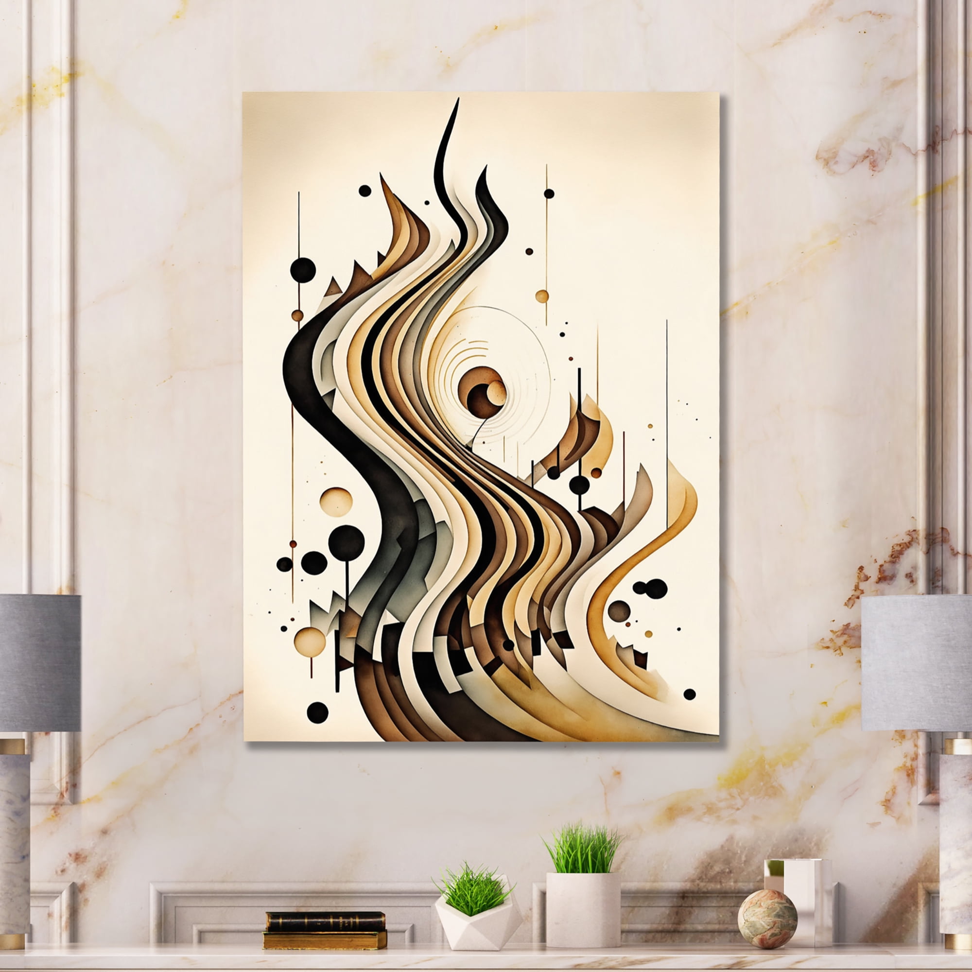 Designart Brown And Black Movement III Canvas Wall Art