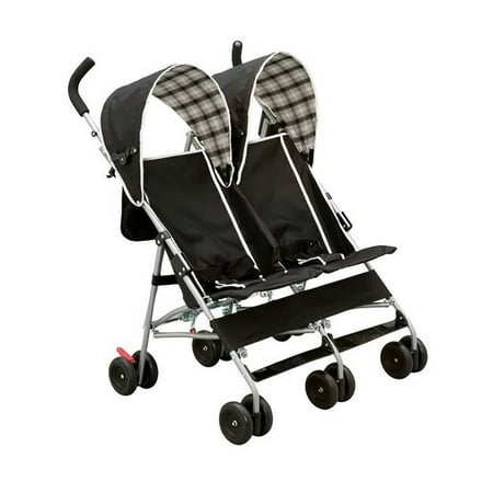 Delta Children DX Side by Side Double Stroller, Black Plaid