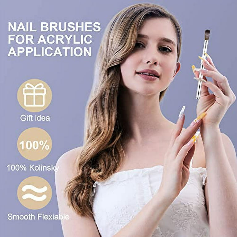 Shine Chance Acrylic Nail Art Brush Size 16, 100% Pure Kolinsky Hair Oval Nail  Brush for Acrylic Application, Professional Nail Extension Manicure Tool  Striping Nail Drawing Pen for DIY Home Salon 