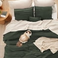 thumbnail image 4 of King Comforter Set - 4 Pieces Pinch Pleat Bed Set, Olive Green Boho Bedding for All Season, 1 Soft Comforter, 2 Pillowcases, 1 Decorative Pillow, 4 of 8