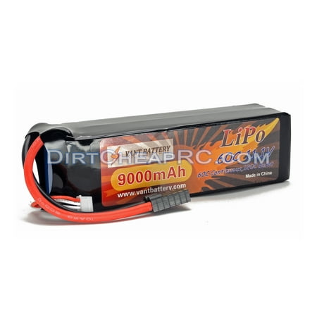 11.1V 9000mAh 3S Cell 60C-120C LiPo Battery Pack w/ Traxxas High Current Style Connector (X-Maxx, Slash & 4x4, XO-1, (Best Battery For Slash 4x4)