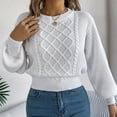 thumbnail image 4 of Fgnfyis Women Knit Sweater Long Sleeve Pullover Tunic Soft Warm Comfortable Loose Fit Fashion Top for Fall andWinter White S, 4 of 6