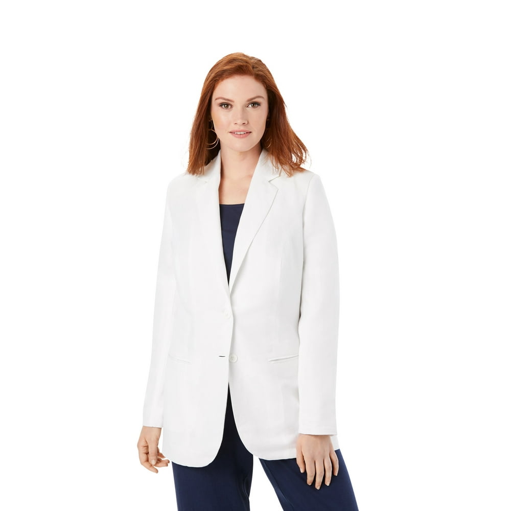 Jessica London - Jessica London Women's Plus Size Linen Blazer Jacket ...