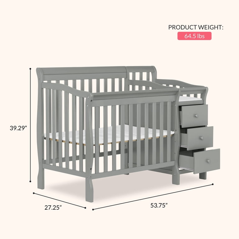 Dream On Me Jayden 4-in-1 Mini Convertible Crib And Changer, Sea