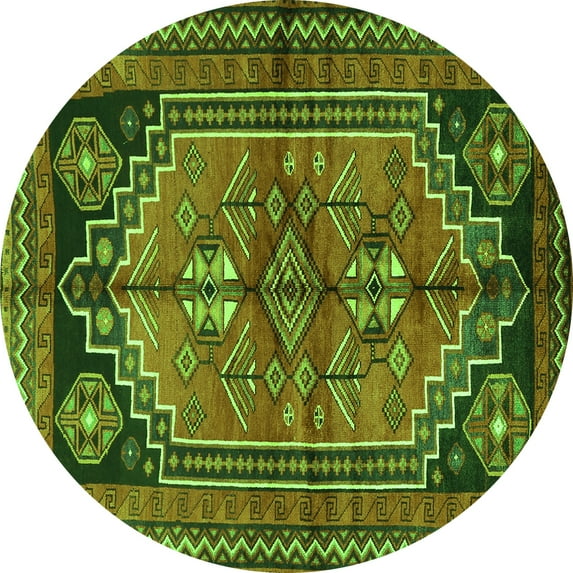 Ahgly Company Indoor Round Persian Green Traditional Area Rugs, 5' Round