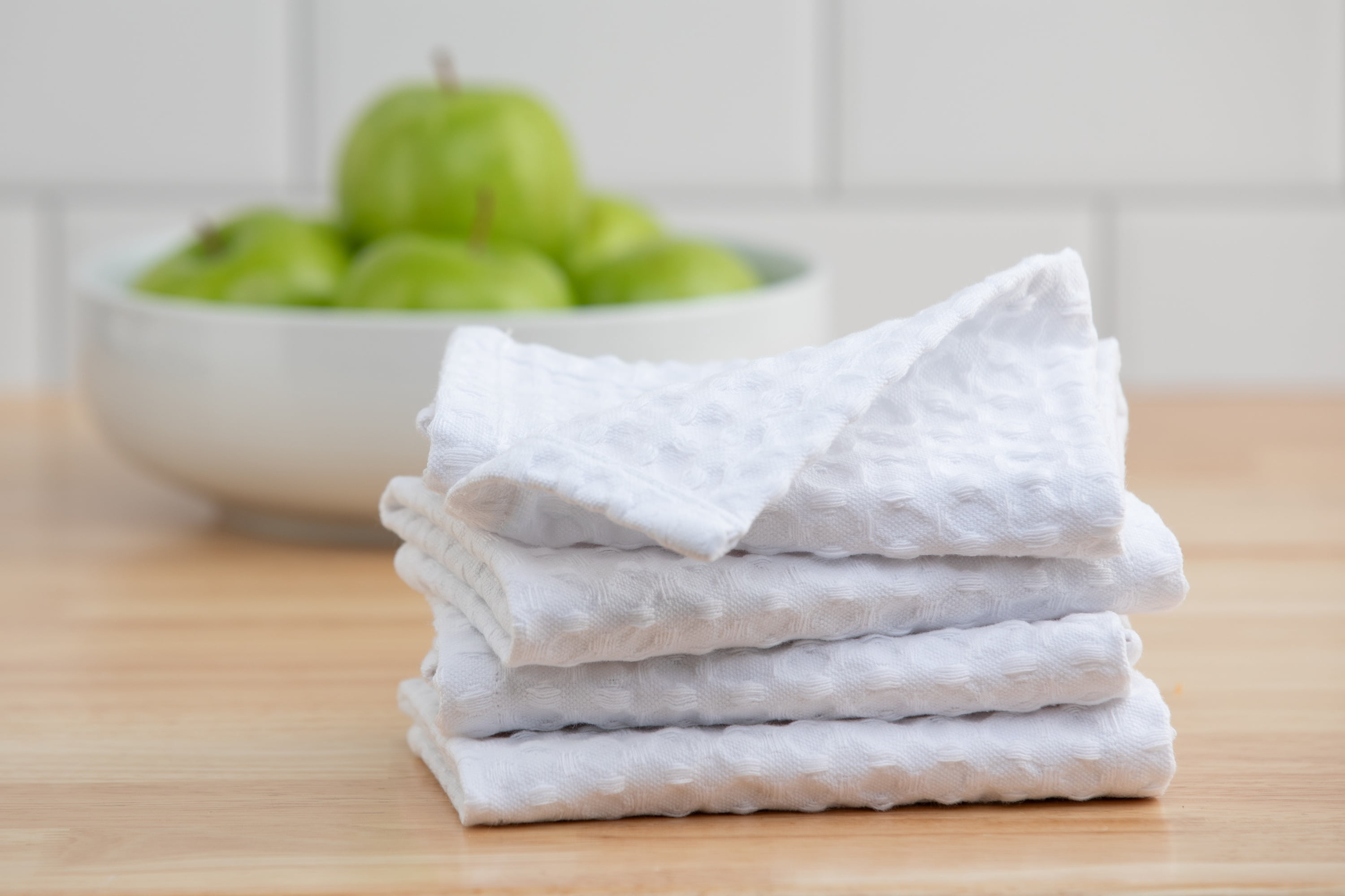 Mainstays Recycled Cotton Waffle Weave 4 Pack Dishcloths, 12 in x 12 in, White