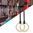 thumbnail image 3 of Wooden Gymnastic Rings, Strength Training Stability Equipment With Extra Grip And Adjustable Straps, Olympic Gymnastics Full Body Workout Tools For Home Gym And Professional Use (Birch Wood, 1 Pair), 3 of 5