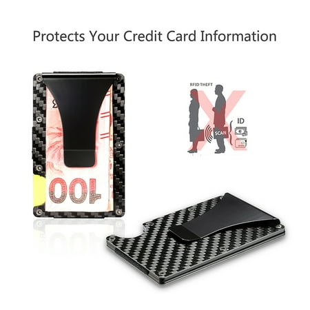 Men Credit Card Holder, Slim Carbon Fiber RFID Blocking Metal Wallet Money Clip Gift Purse,Non ...