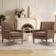 thumbnail image 4 of EOP Modern Oversized Accent Chair, Upholstered Fabric Reading Armchair, Living Room Chair with Wood Legs, Single Sofa Chair for Living Room, Bedroom, Office, Brown, 4 of 9