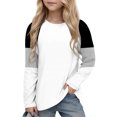 thumbnail image 5 of Girls Raglan Long Sleeve Tops with Pockets Stripes Patchwork Casual Tshirts Spring Fall Winter Clothes 4-14 Years (5 Years, White), 5 of 6