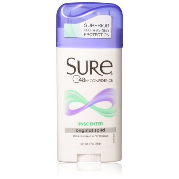 Desodorante antitranspirante sólido sin perfume Sure Original, 2.70 oz (paquete de 3)