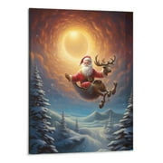 Fenyluxe  Santa Claus Wall Art - Santa Claus Flying in the Air Christmas Canvas Wall Art - Beautiful Decoration for Home Living Room Walls 16x20 Inch
