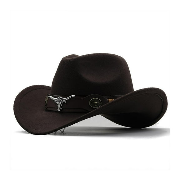 Hauaitttt Western Denim Curved Top Hat Woolen Big Brimmed Hat Style British Jazz Hat Cowboy Hat for Men 7 Cowboy Hats Party Pack Hats Bulk Cow Boy Hats Tan Hats for Women Cow Hat Adult Texas Hats for