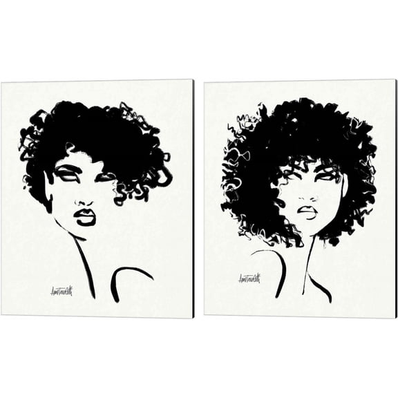 Great Art Now Brush Portrait A by Anne Tavoletti 2 Piece Canvas Art Set Each 12"W x 15"H