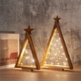 thumbnail image 2 of Christmas Decorations-2PCS Light Up Wooden Christmas Tree- Handmade Tabletop, 2 of 8