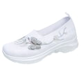thumbnail image 2 of Women's Knit Embroidered Platform Sneakers Slip On Breathable Rocker Shoes Daily Commute Work Shopping Stylish Casual Footwear White 36, 2 of 9