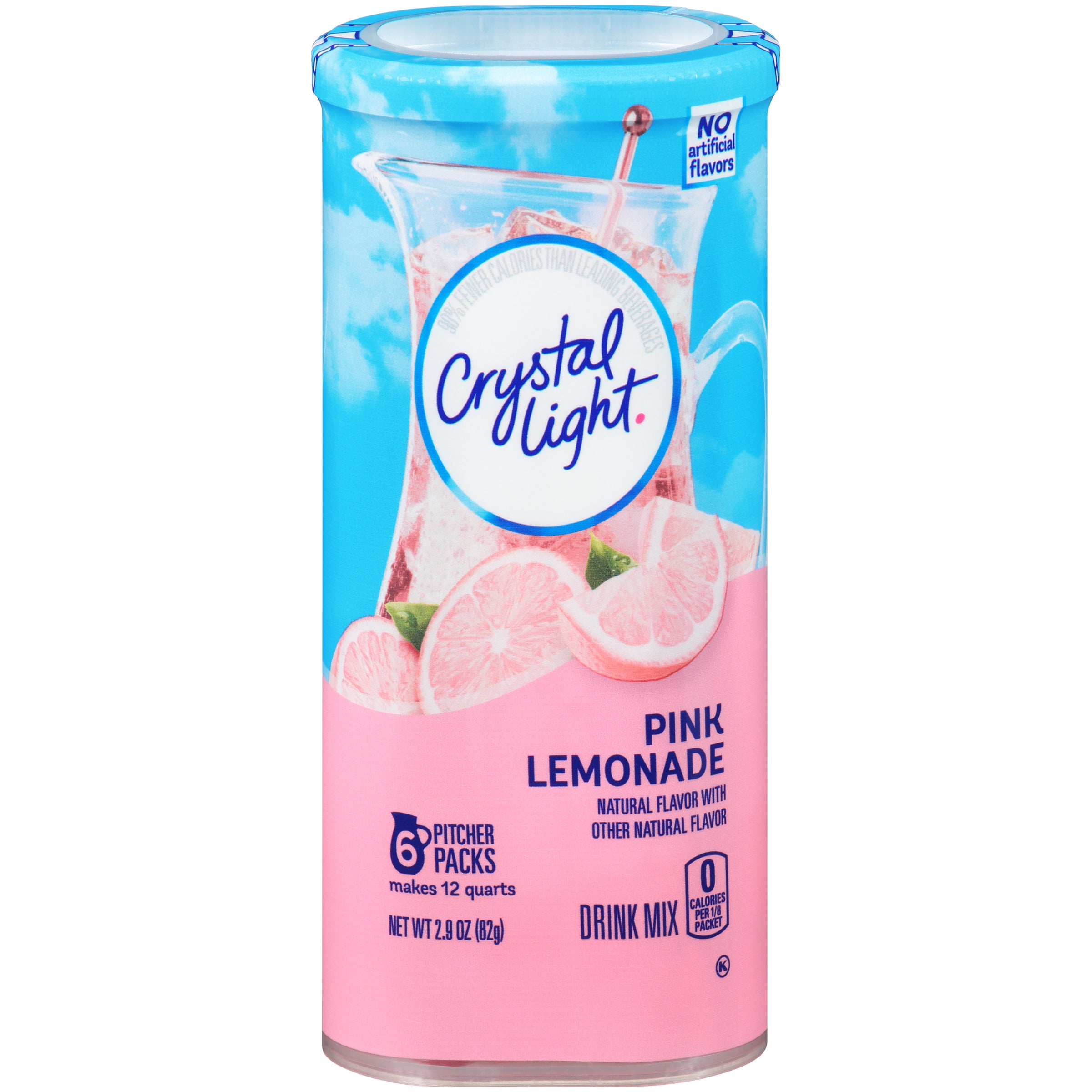 Crystal Light Pink Lemonade Naturally Flavored Powdered Drink Mix, 72 ct Pack, 12 Canisters of 6 Pitcher Packets
