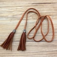 thumbnail image 2 of Women Solid PU Leather Braided Tassel Casual Thin Belts, 2 of 5