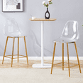 thumbnail image 3 of Noble House Modern Minimalist Bar Stool Set of 2,Integrated Backrest,Gold, 3 of 10