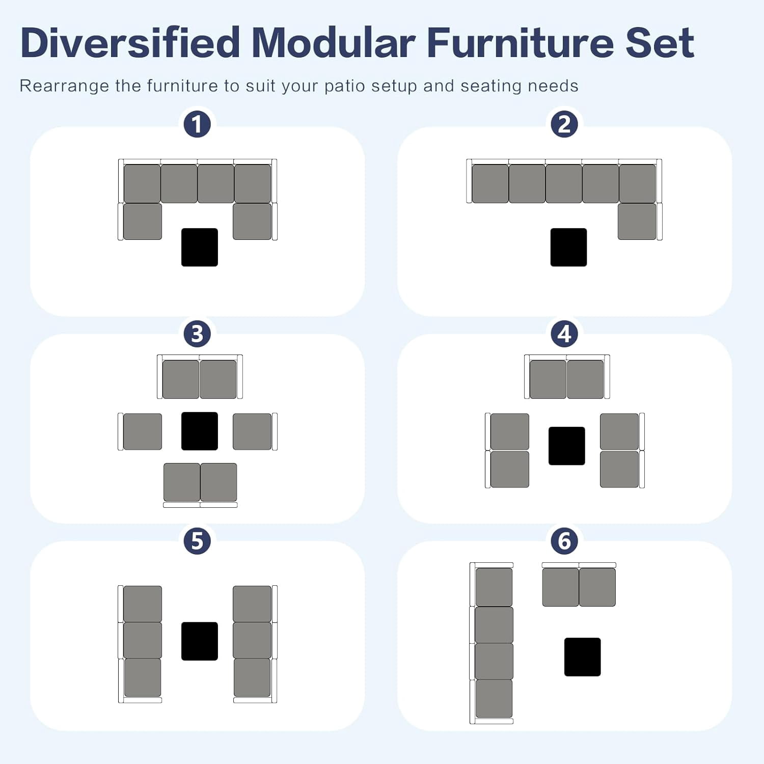Howcool 7-Piece All-Weather Wicker Rattan Outdoor Patio Furniture Set,Modular Patio Conversation Furniture Set with Thick Cushions & Tempered Glass Table