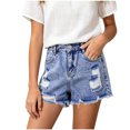 thumbnail image 2 of Mifsaly Girls Casual Denim Shorts Kids Distressed Ripped Pull-On Jeans with Pockets, 2 of 8
