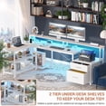 thumbnail image 6 of Homieasy L Shaped Desk with File Drawer, 72.8" Reversible L Shaped Computer Desk with Power Outlet & LED Strip, Gaming Desk with Monitor Stand, Office Desk Corner Desk with Storage Shelf, White, 6 of 8