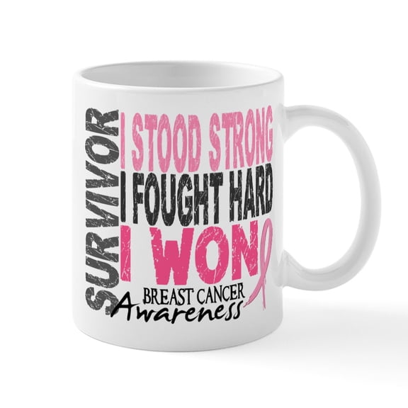 CafePress - Survivor 4 Breast Cancer Shirts And Gifts Large Mu - 11 oz Ceramic Mug - Novelty Coffee Tea Cup