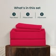 thumbnail image 4 of 400 Thread Count 4 Pcs Sheet Set Deep Pocket 21 Inch 100% Egyptian Cotton Color Red Solid Size Twin-XL, 4 of 5