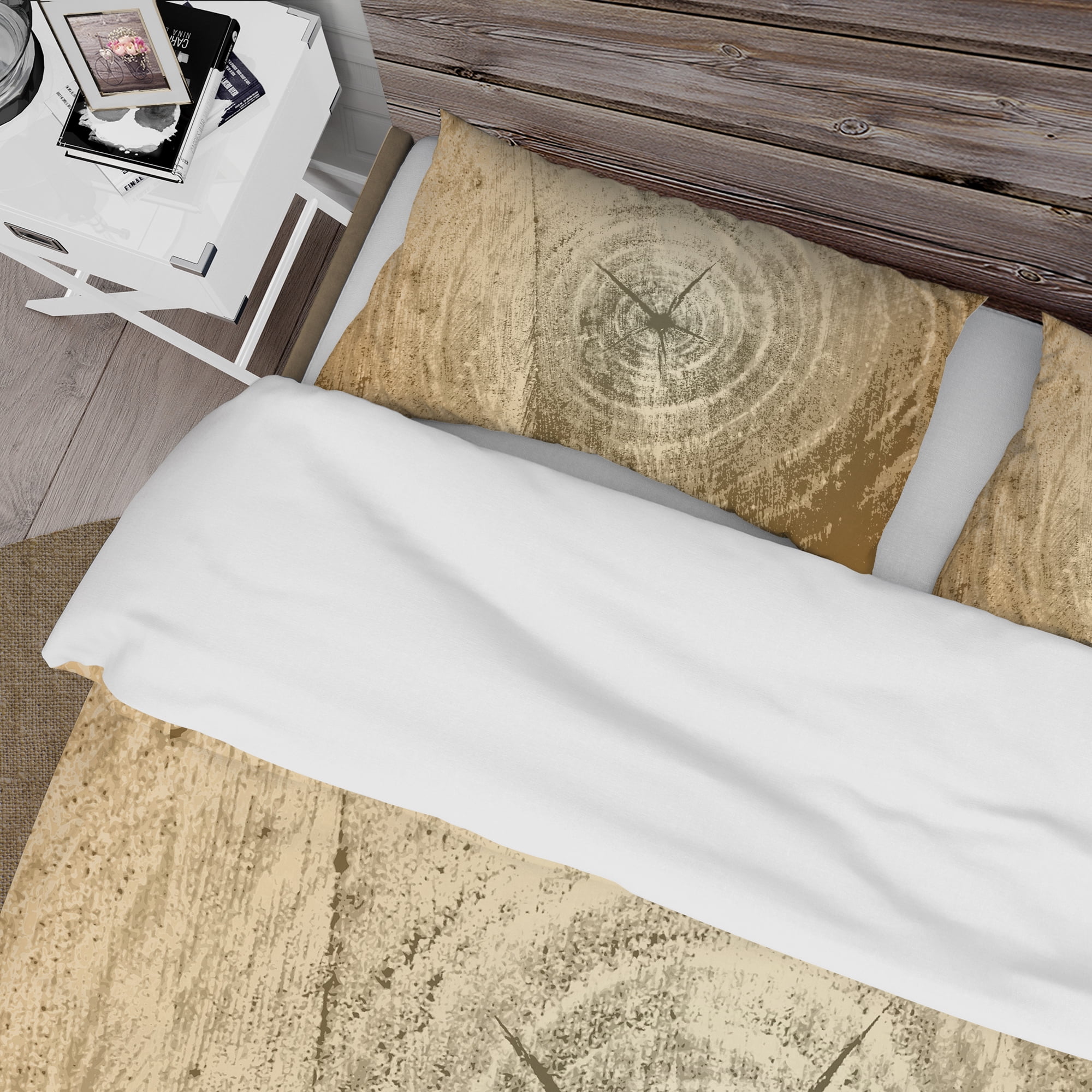 Designart 'Vintage Tree Grooves Annual Rings on Stump' Vintage Duvet Cover Set