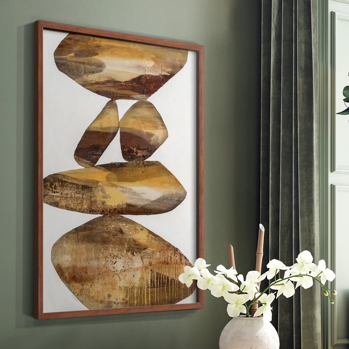 Rocks I in Brown Solid Wood 11 x 14 Framed Print