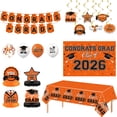 thumbnail image 2 of Grad Party Decorations 2026 Kit, Orange Black Party Decor, Congrats Grad Backdrop, Plastic Table Cover Protector, Honeycomb Centerpieces, Graduation Party Supplies, 2 of 6