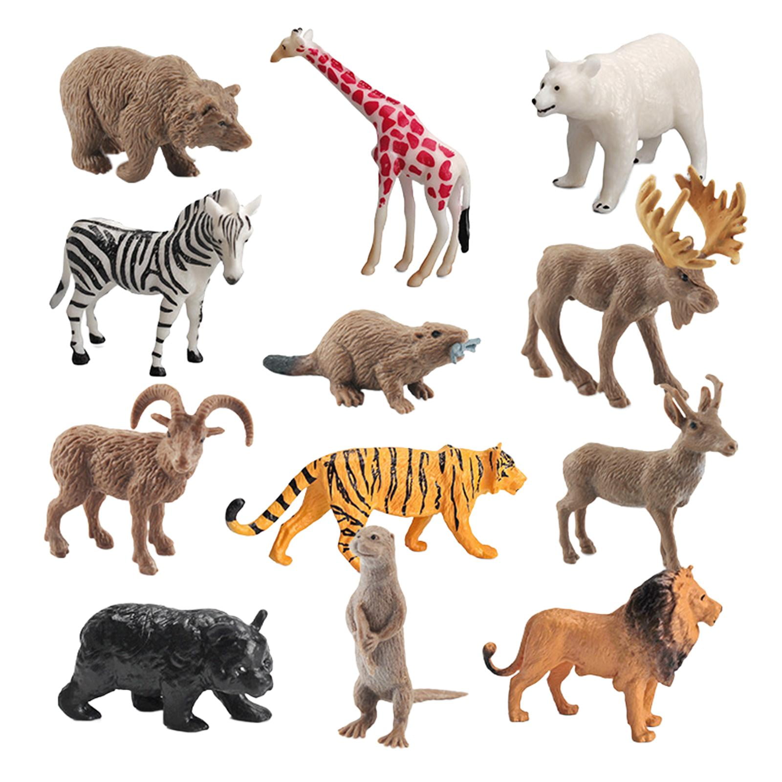 Tachiuwa 12x Forest Wildlife Animals Figurines Playset Jungle