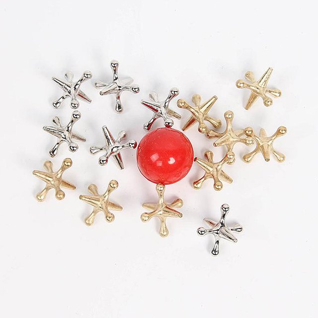 Juego Jacks CUTICAT 10 piezas dorado y plateado inflables rojas divertidas para niños y adultos