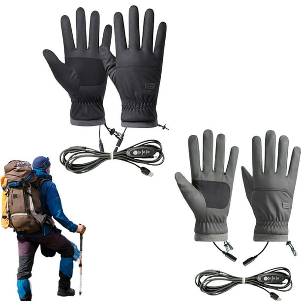 Guantes calefactables calentadores de manos de invierno alimentados por USB – impermeables, cortavientos, con pantalla táctil, 3 ajustes de temperatura, poliéster térmico, diseño ergonómico para