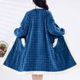 thumbnail image 4 of Fanxing Terry Absorbent Robes for Women Extra Thick Cozy Warm Plush Bathrobe Cozy Christmas Gift Button Down Nightgown Sleepwear Blue Free Size, 4 of 9