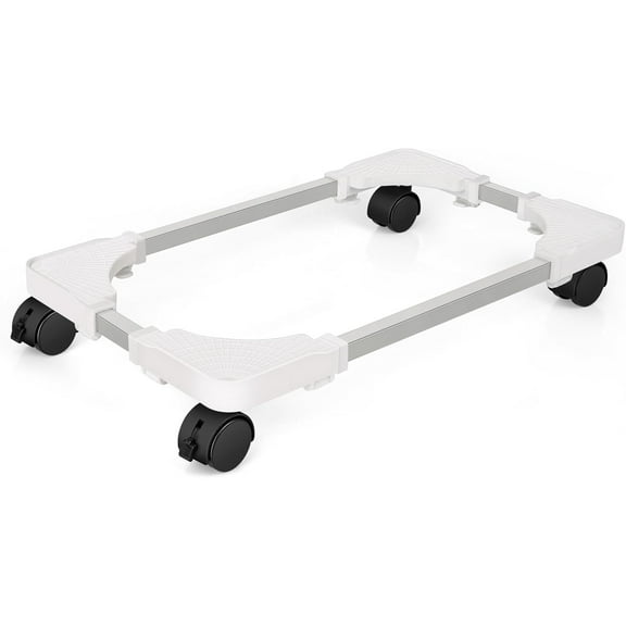 Mobile CPU Stand Adjustable Computer Tower Stand with 4 Caster Wheels Fits Most PC (White)