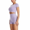 thumbnail image 4 of qolati Workout Sets for Women Seamless Crop Tops High Waist Leggings Matching Sets 2 Piece Outfits Shorts Sleeve Yoga Workout Gym Sweatsuits, 4 of 5