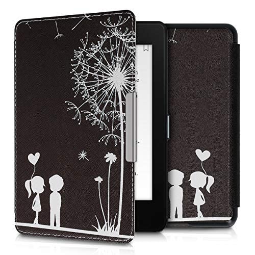 kwmobile Case Compatible with Kobo Libra H2O PU e-Reader Cover Dandelion Love White//Black